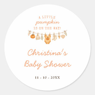 Kleine Pompoen Herfst Baby Shower Ronde Sticker