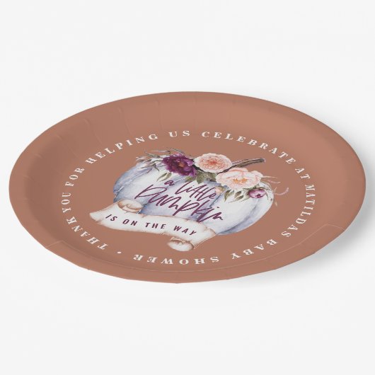 Kleine pompoen herfst baby shower terracotta rusti papieren bordje (Gekanteld)