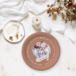 Kleine pompoen herfst baby shower terracotta rusti papieren bordje<br><div class="desc">Een beetje pompoen herfst baby shower partij papier borden in paarse,  groene,  terracotta en perzik. Met prachtige waterverf bloemen,  gebladerte en pompoen ontwerp. Ideaal herfst/herfstontwerp. Geschikt voor een genderneutraal baby shower.</div>