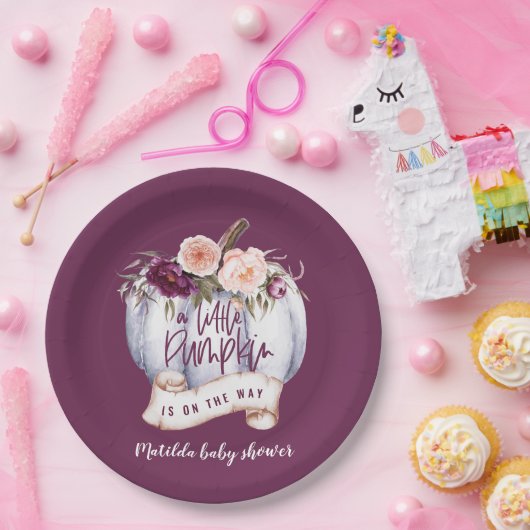 Kleine pompoen herfst baby shower uitnodiging papieren bordje (Feest)