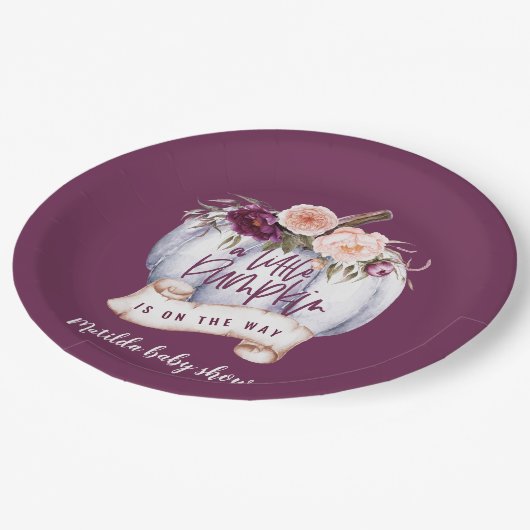 Kleine pompoen herfst baby shower uitnodiging papieren bordje (Gekanteld)