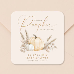 Kleine Pompoen Herfst Baby Shower Vierkante Sticker