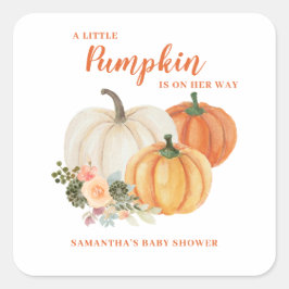 Kleine Pompoen Herfst Baby Shower Vierkante Sticker