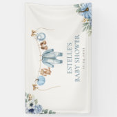 Kleine Pompoen Herfst Blauwe Bloemige Jongen Baby  Spandoek (Verticaal)