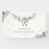 Kleine Pompoen Herfst Blauwe Bloemige Jongens Baby Spandoek (Horizontaal)