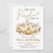 Kleine Pompoen Herfst Bloemen 2e Verjaardagsfeestj Kaart (Voorkant)