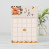 Kleine Pompoen Herfst Bloemen Baby Shower Bingo Ka Kaart (Staand voorkant)