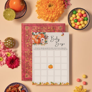 Kleine Pompoen Herfst Bloemen Baby shower Bingo Ka Kaart