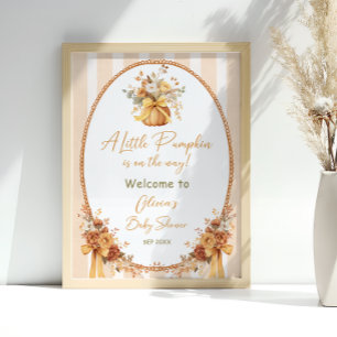 Kleine Pompoen Herfst Bloemen Baby Shower Welkom Poster