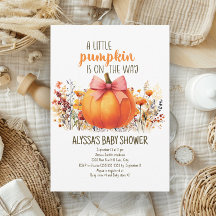 Kleine Pompoen Herfst Bloemen Meisje Baby Shower