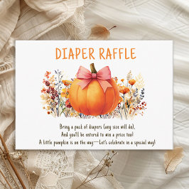 Kleine Pompoen Herfst Bloemen Meisje Luier Raffle Informatiekaartje