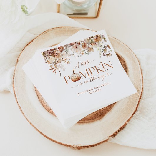 Kleine pompoen Herfst bloemenrustiek Baby shower Servet