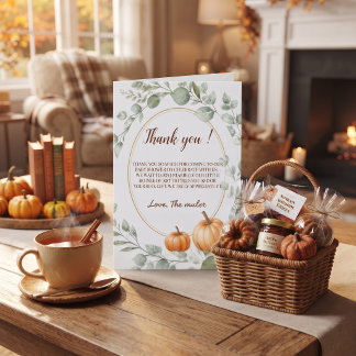 Kleine Pompoen Herfst Bloemige Dankkaart Bedankkaart