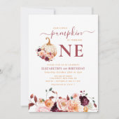 kleine pompoen herfst bloemige eerste verjaardag kaart (Voorkant)