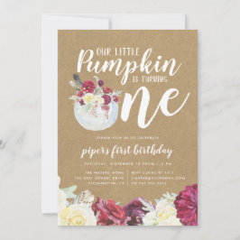 Kleine Pompoen Herfst Bloemige Eerste Verjaardagsf Kaart