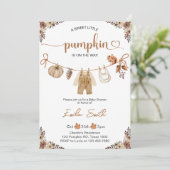 Kleine Pompoen Herfst Bloemige Jongen Baby Shower  Kaart (Staand voorkant)