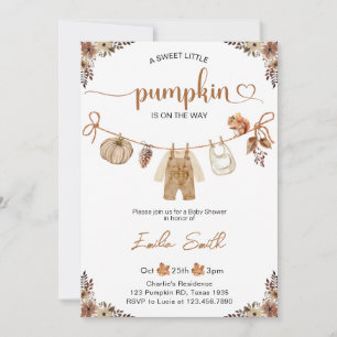 Kleine Pompoen Herfst Bloemige Jongen Baby Shower  Kaart