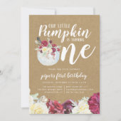 Kleine Pompoen Herfst Bloemstuk Eerste Verjaardags Kaart (Voorkant)