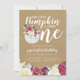 Kleine Pompoen Herfst Bloemstuk Eerste Verjaardags Kaart