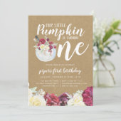 Kleine Pompoen Herfst Bloemstuk Eerste Verjaardags Kaart (Staand voorkant)
