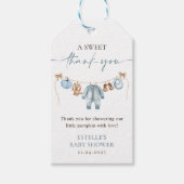 Kleine pompoen Herfst Blue Boy Baby shower gunst Cadeaulabel (Voorkant)