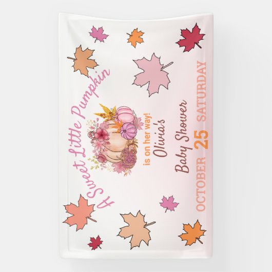 Kleine pompoen Herfst Blush Baby shower Invitation Spandoek (Verticaal)