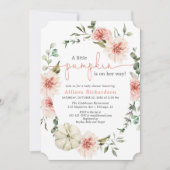 Kleine pompoen herfst blush roze bloemengroen kaart (Voorkant)