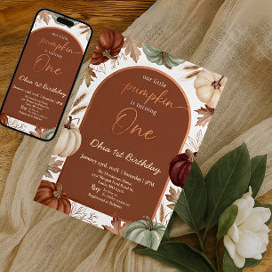 Kleine Pompoen Herfst Boho Terracotta 1e Verjaarda Kaart