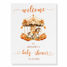 Kleine pompoen Herfst Carrousel baby shower welkom