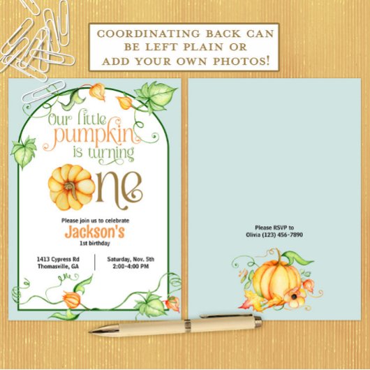 Kleine pompoen Herfst Eerste Verjaardag Kaart