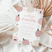 Kleine pompoen herfst eerste verjaardag kaart