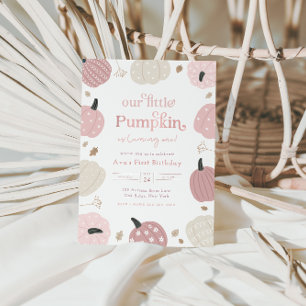 Kleine pompoen herfst eerste verjaardag kaart