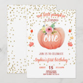 Kleine pompoen Herfst eerste verjaardag meisje gou Kaart (Voorkant / Achterkant)