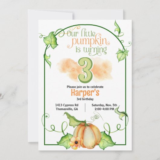 Kleine pompoen Herfst elke leeftijd Verjaardag Kaart (Voorkant)