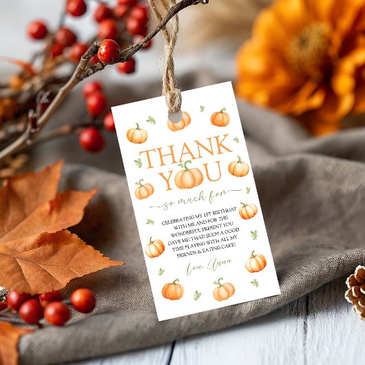 Kleine Pompoen Herfst Favoriete Bedankt Tag Cadeaulabel