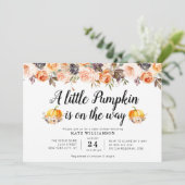 kleine pompoen herfst florale baby shower kaart (Staand voorkant)