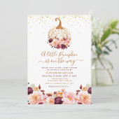 kleine pompoen herfst florale baby shower kaart (Staand voorkant)