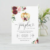 kleine pompoen herfst florale baby shower uitnodig kaart (Staand voorkant)