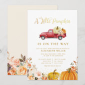 kleine pompoen herfst florale baby shower uitnodig kaart (Voorkant / Achterkant)