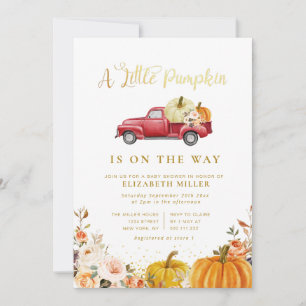 kleine pompoen herfst florale baby shower uitnodig kaart
