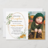 Kleine Pompoen Herfst Foto Eerste Verjaardag Kaart (Voorkant)