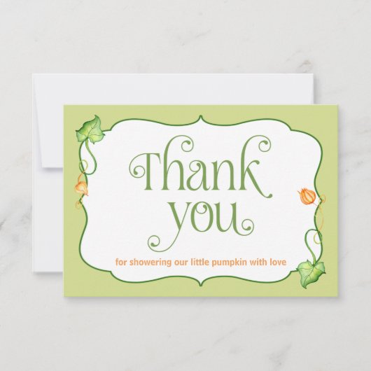 Kleine Pompoen Herfst Geslacht Neutraal Baby showe Bedankkaart (Voorkant)