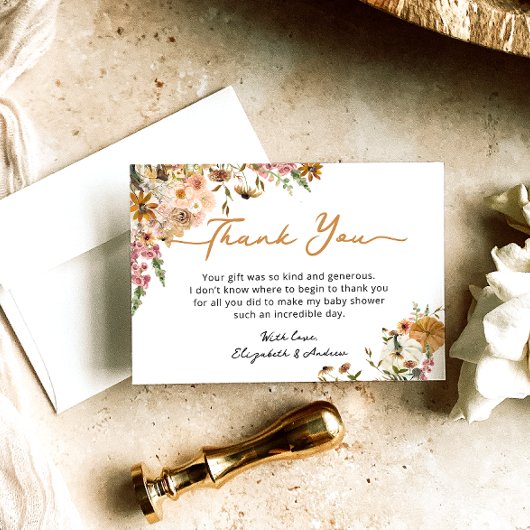 Kleine Pompoen Herfst Geslacht Neutraal Baby showe Bedankkaart