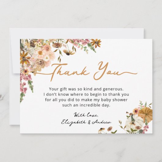 Kleine Pompoen Herfst Geslacht Neutraal Baby showe Bedankkaart (Voorkant)