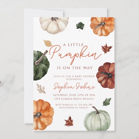 Kleine Pompoen herfst Geslacht Neutraal Baby showe Kaart (Voorkant)