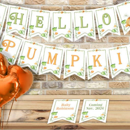 Kleine Pompoen Herfst Geslacht Neutraal Baby showe Vlaggetjes