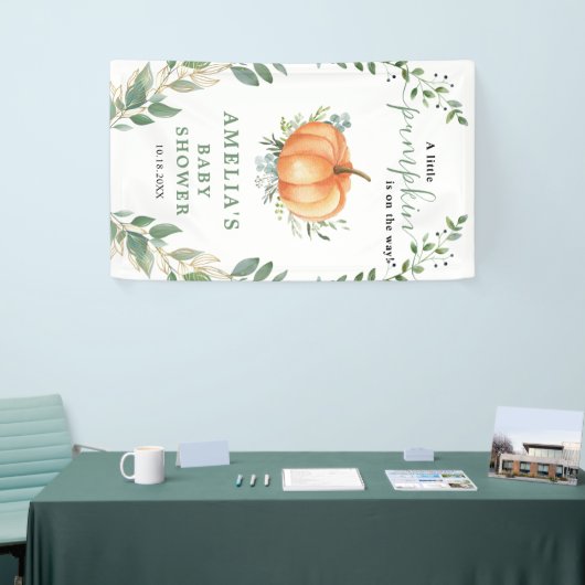 Kleine pompoen Herfst groen goud Baby shower Spandoek (Beurs)