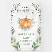 Kleine pompoen Herfst groen goud Baby shower Spandoek (Verticaal)