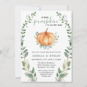 Kleine pompoen Herfst groen | Koppels Baby shower Kaart (Voorkant)