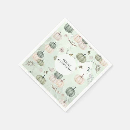 Kleine Pompoen Herfst Groen Verjaardag Servet (Hoek)